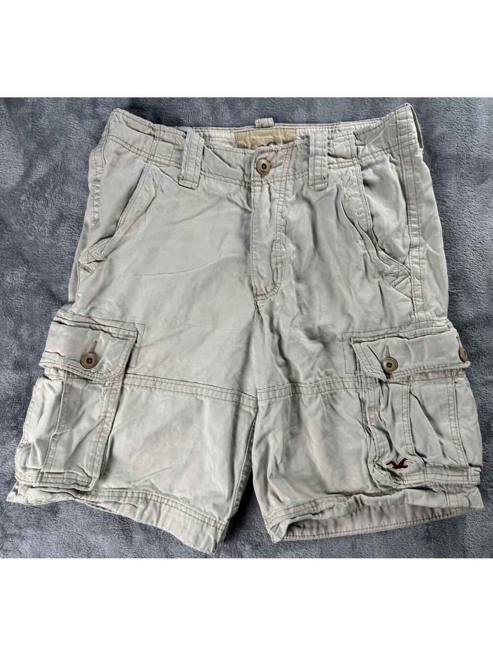 Hollister Cargo Shorts Men 28 Tan Brown Khaki Button Fly Retro VTG Y2K Preppy